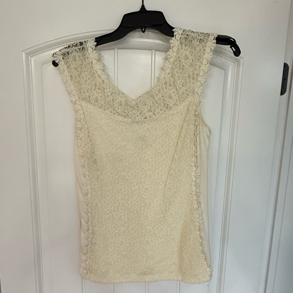 Express Cream Lace Tank Top